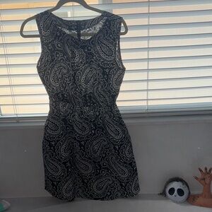 TRUE ROCK Black and White Paisley Mini Dress Sheer Lightweight pocket’ Size S